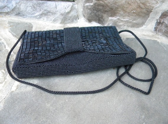 Vintage Hand Beaded Black Evening Bag / by La Reg… - image 3