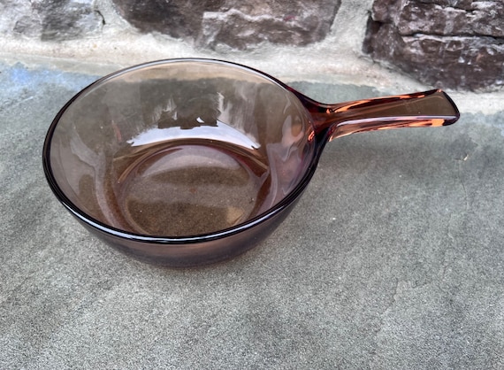 Vintage Corning Cookware Vision Amber Glass Fry Pan. Made in France. 