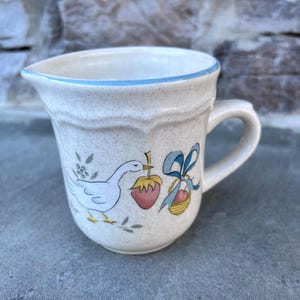 1980&#39;s Creamer with Goose Pattern / by International /  Made in Japan / Marmalade Pattern / Goose Stoneware Creamer / Small Pitcher