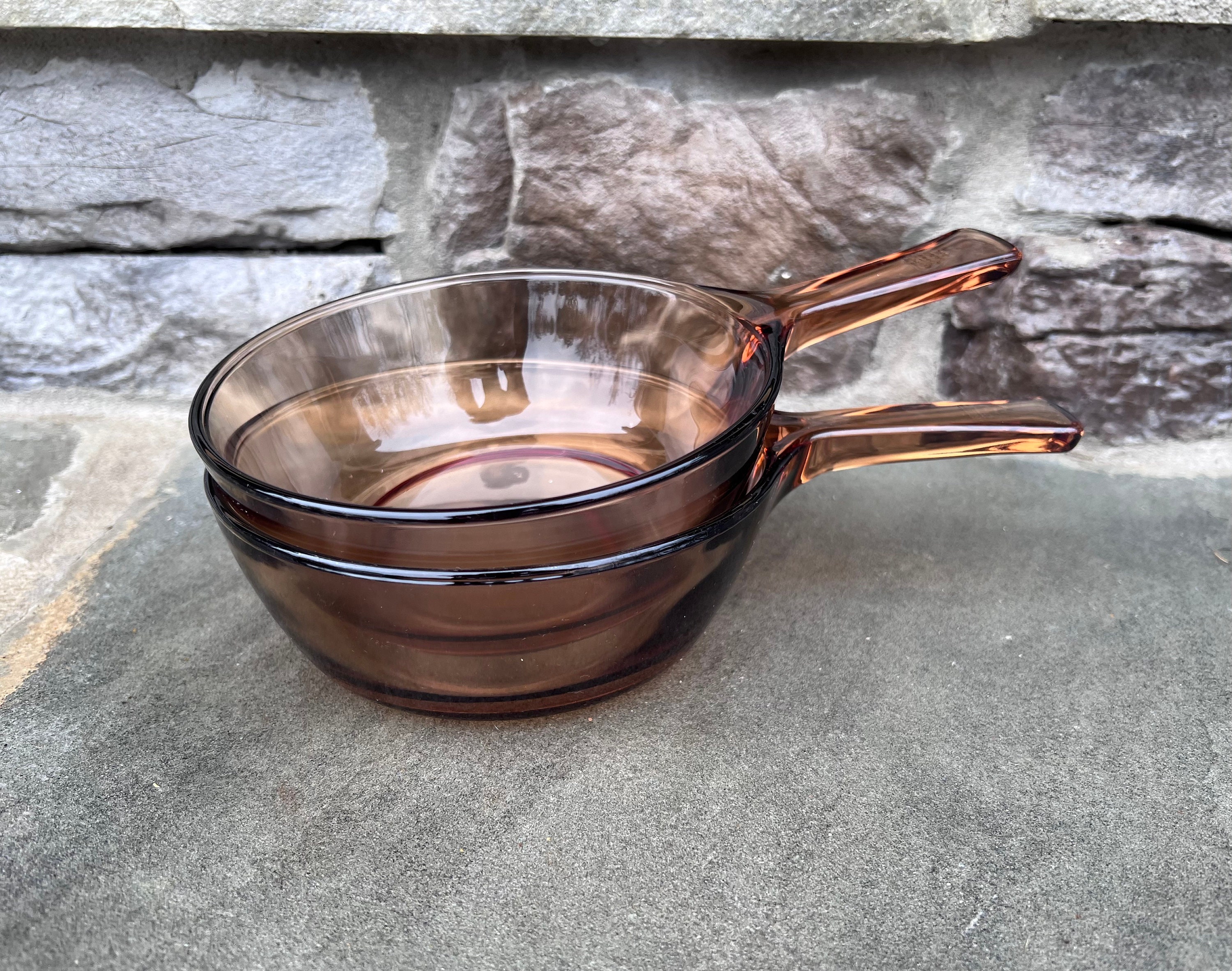 Corning Ware Corelle Visions 2.5 Liter Sauce Pan Amber Glass Pot w/ Lid