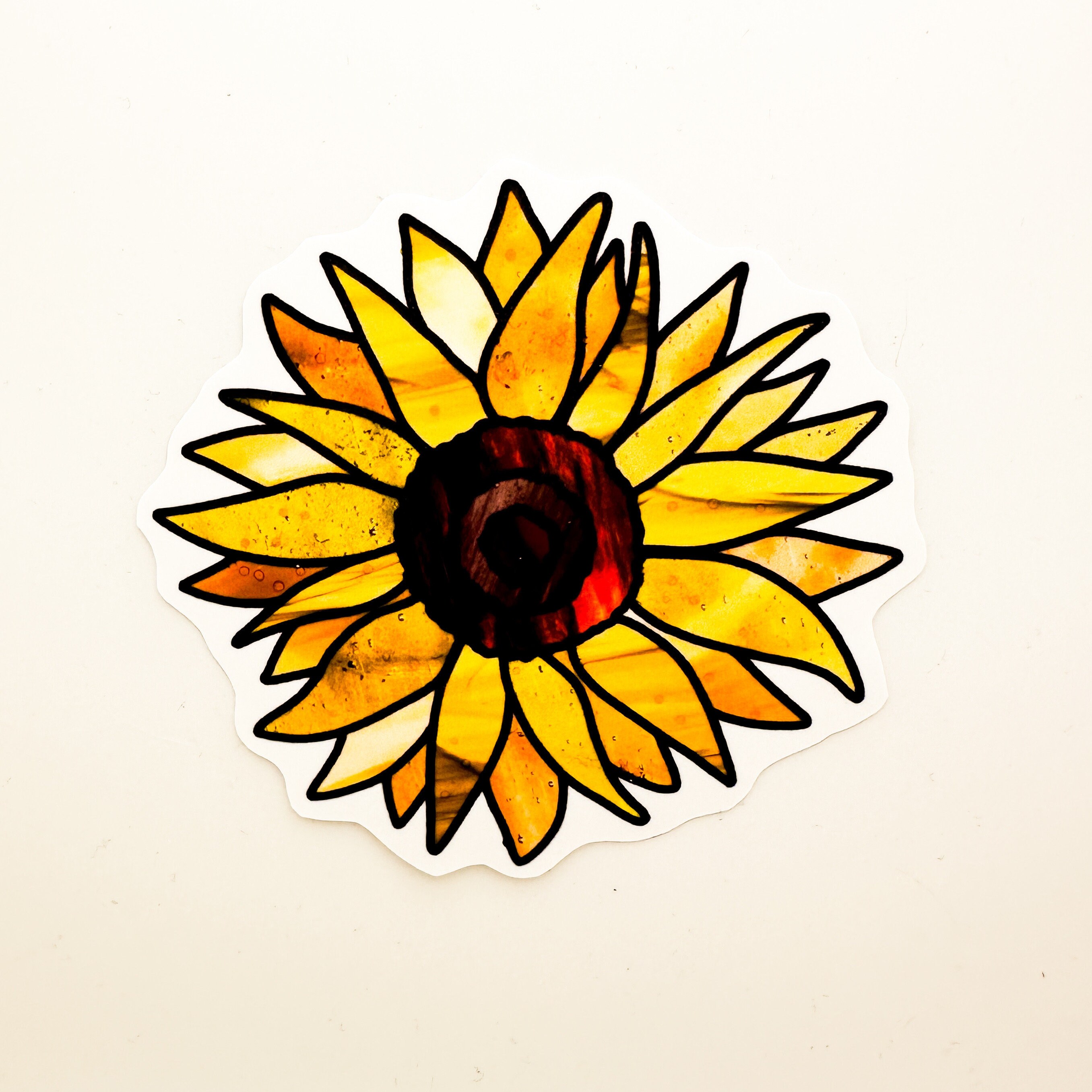 Stained Glass Sunflower Vinyl Sticker - Etsy