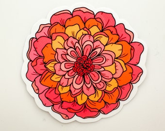 Pink Dahlia Flower Vinyl Sticker