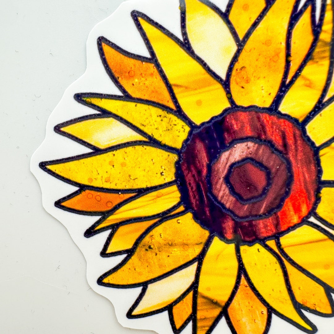 Stained Glass Sunflower Vinyl Sticker - Etsy