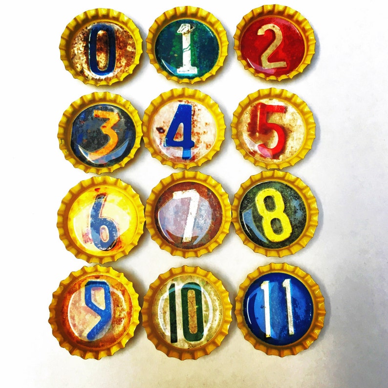 By the Numbers Bottle Cap of 12 Etsy