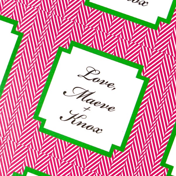 Square Gift Sticker • Tag | Pink + Green