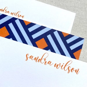 Notecards | Orange + Blue Basketweave