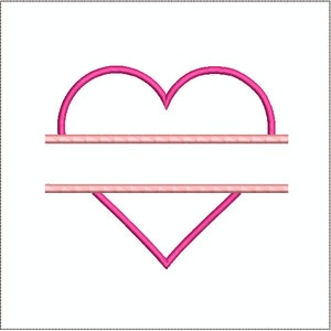 May include: A pink heart with two horizontal lines for adding text. This is a digital embroidery design.