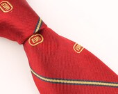 Vintage Necktie Hampton Hall ESPN Logo Red Striped Mens Tie