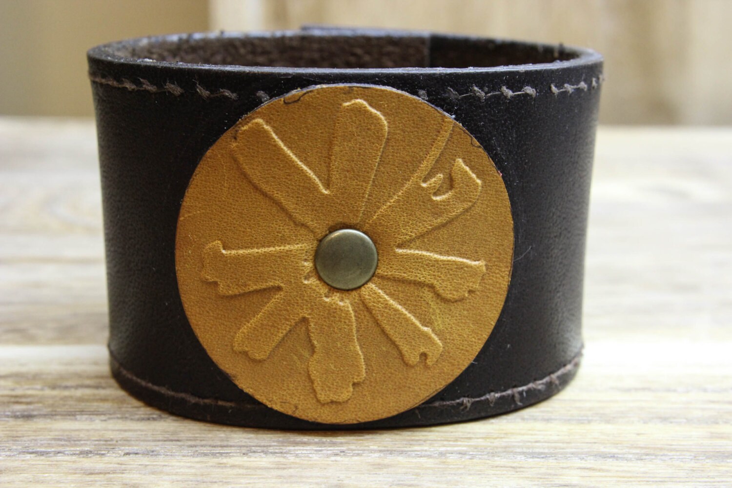 Leather Cuff Bracelet Unique Handmade Jewelry, Upcycled Leather Belt ...