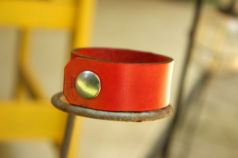 Leather cuff bracelet, cuff bracelet, leather bracelet, red leather bracelet, leather & silver cuff, red leather cuff image 6