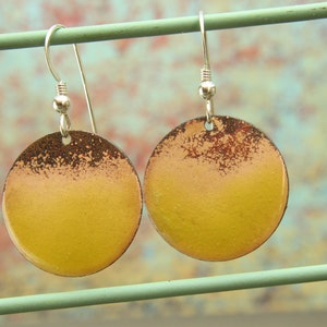 Brass earrings, Enameled brass earrings, rustic brass earrings, handmade brass earrings, earrings, unique earrings, handmade jewelry