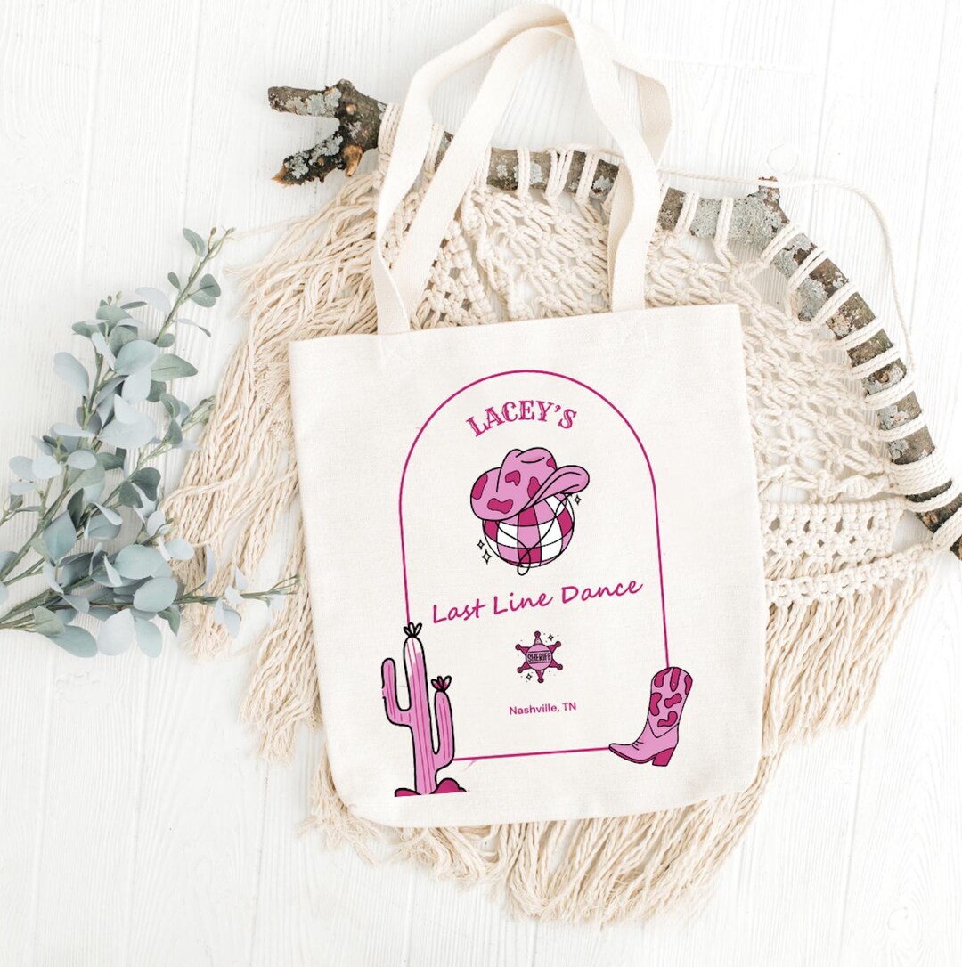 Bachelorette Tote Bags Pink Western Bachelorette Gift Bag Nash Bash - Etsy
