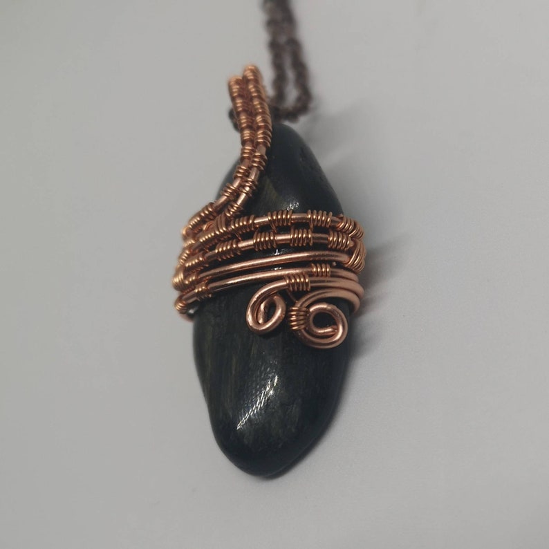 includes free copper necklace Blue Tigers Eye Pendant