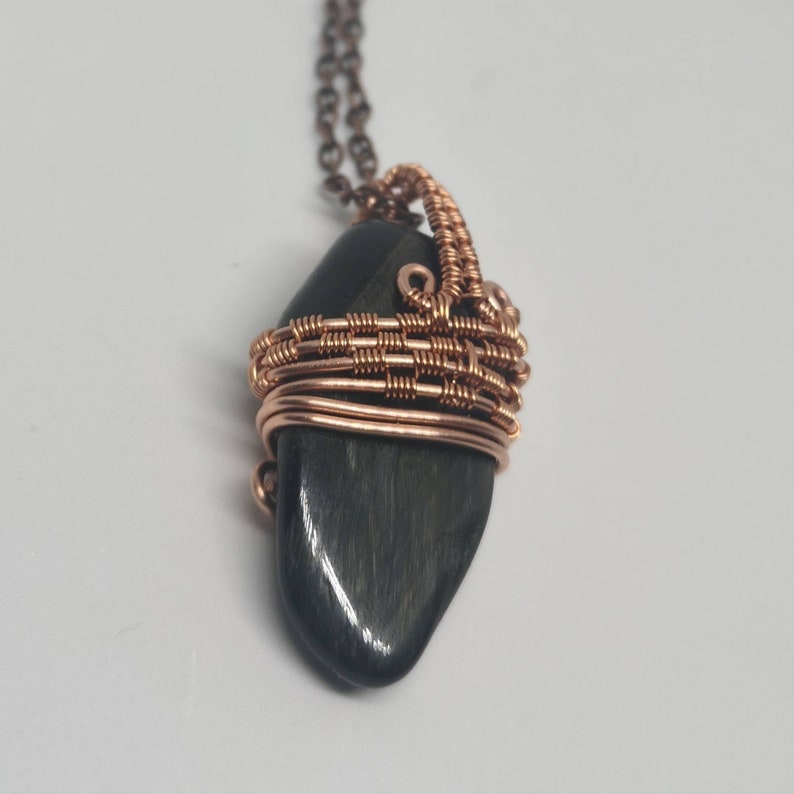 includes free copper necklace Blue Tigers Eye Pendant