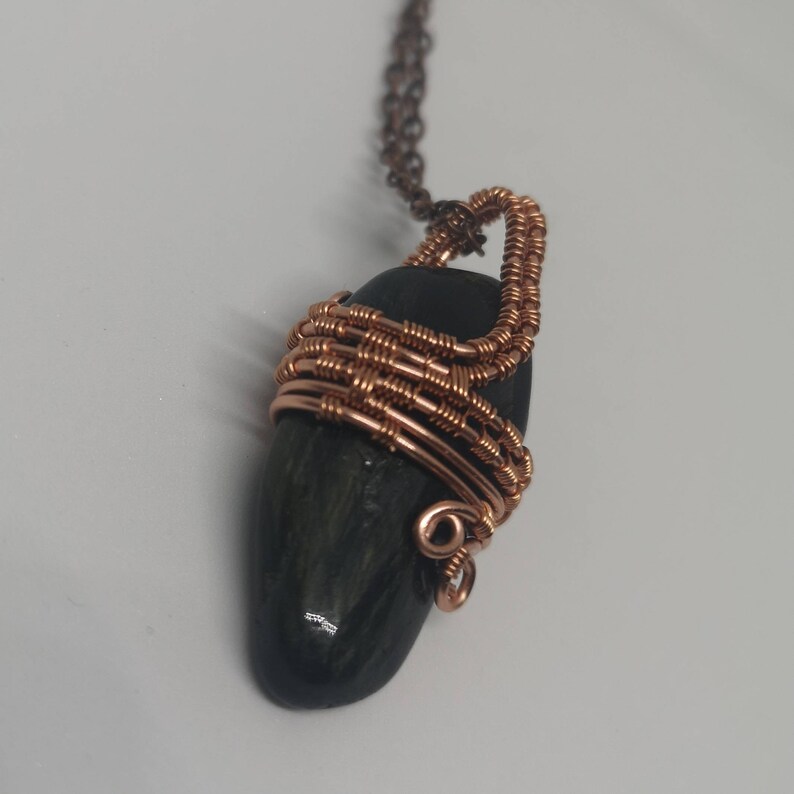 includes free copper necklace Blue Tigers Eye Pendant