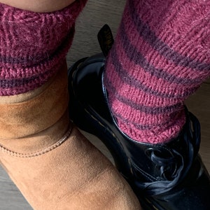 Legwarmers, Womens Mid Calf Socks, Raw Wool, Footless Yoga Pilates Leg Warmers, Bootsleeves Hand Knitted Sheep Wool