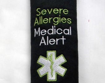 Allergies, Severe Allergies, Medical Alert Seat Belt, Seat Belt Cover, Medical Tag, Medical Alert, Seat Belt Wrap, Allergy Alert, Medical ID