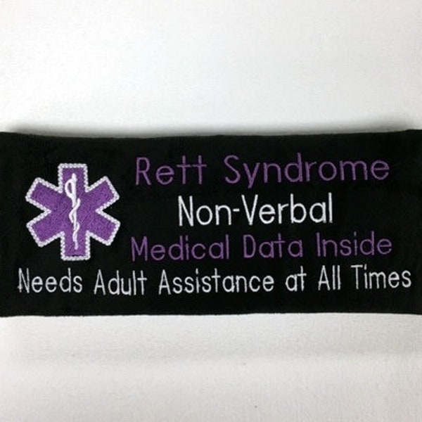 Rett Syndrome, Medical Alert Seat Belt Cover, ICE, Type 1, Autism, Alzheimers, Medical Alert Seat Belt, Seat Belt Wrap, Diabetic ID Tag