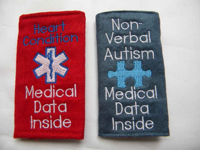 Backpack Medical Alert, Medical Alert Purse Tag, Medical Information Tag, Medical Information Key Tag, Medical Alert Bicycle Tag, Medical ID image 6