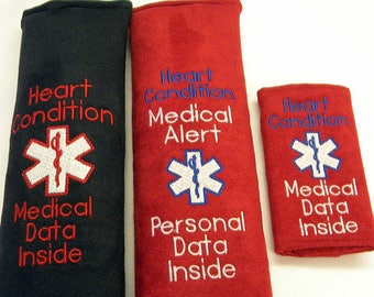 Heart Condition, HLHS, Medical Alert Seat Belt Cover, CHD, Medical Alert Seat Belt, Medical Information Tag, Diabetic ID Tag