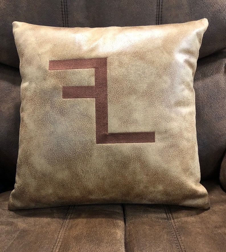Initial Pillow Faux Leather Pillow Leather Pillow Western Etsy