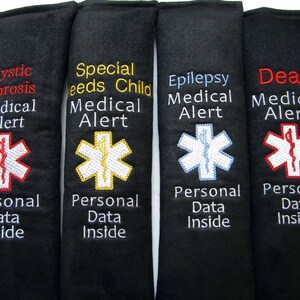 Medical Alert Seat Belt Cover, Alzheimers, Medical Alert Seat Belt, Seat Belt Cover, Medical Information Tag, Diabetic ID Tag, Medical Tag image 4