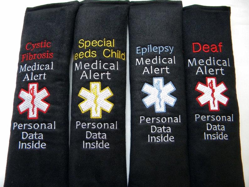 Medical Alert Seat Belt Cover, Alzheimers, Medical Alert Seat Belt, Seat Belt Cover, Medical Information Tag, Diabetic ID Tag, Medical Tag image 4