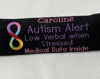 Autism Medical Alert, Autism ID Tag, Autism Seat Belt Wrap, Seat Belt Cover, Medical Alert, Medical ID Tag, Autism Baby Carrier Wrap