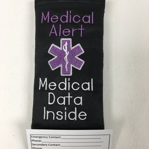 Backpack Medical Alert, Medical Alert Purse Tag, Medical Information Tag, Medical Information Key Tag, Medical Alert Bicycle Tag, Medical ID image 10