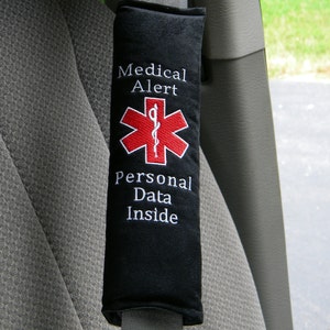 Medical Alert Seat Belt Cover, Alzheimers, Medical Alert Seat Belt, Seat Belt Cover, Medical Information Tag, Diabetic ID Tag, Medical Tag image 1