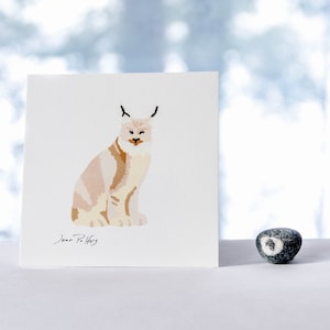 Lynx drawing, Canadian wildlife illustrations, woodland creatures wall art, animal drawing, lynx artwork, wild animals, wall art