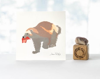 Wolverine drawing, fine art print, wolverine illustration, wolverine wall art, animal decor, log cabin decor, Canadian wild animals