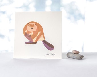 Beaver drawing, Canadian wildlife, beaver illustration, wild animals, natural history art, woodland animal nursery wall art, home decor