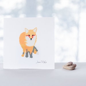 Renard Assis Dessin Renard Avec Une Vue Illustration Etsy