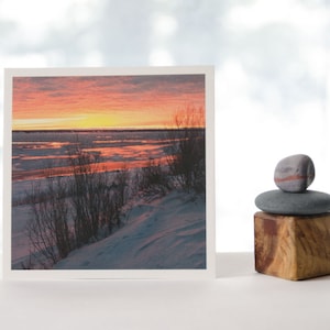 Sunset on ice, fine art photography print, 5x5 textured matte print, Northwest Territories landscape, landscape photography, nature photo