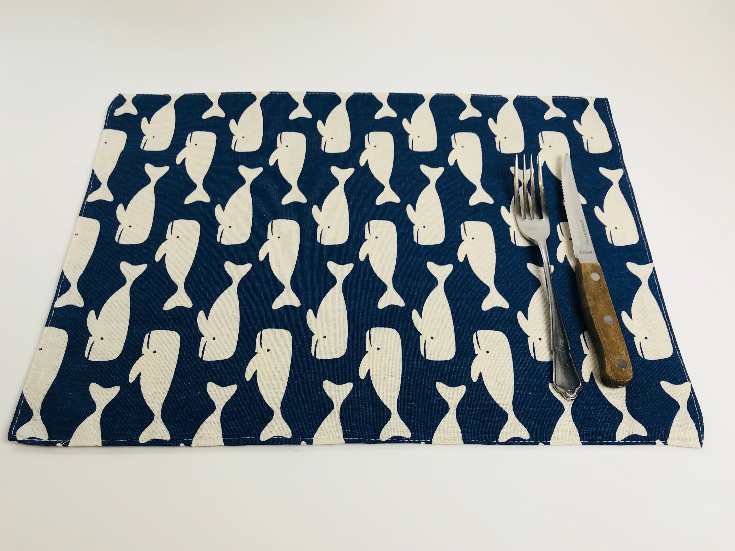 Nautical whale table mats Navy Blue Set of 4 Etsy