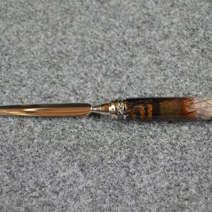 Turkey Feather Letter Opener Knife: Rhodium Plated, Outdoor Scene Resin