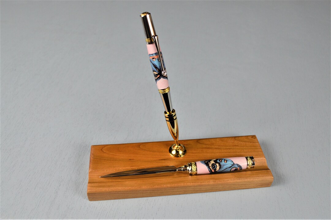 Butterfly Letter Opener Combination Desk Set With Solid Cherry Etsy