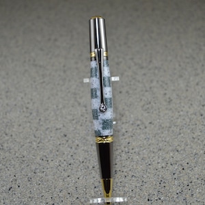 Checkerboard Pattern Pen with Gold Titanium Finish  #028
