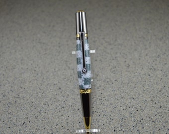 Checkerboard Pattern Pen with Gold Titanium Finish  #028