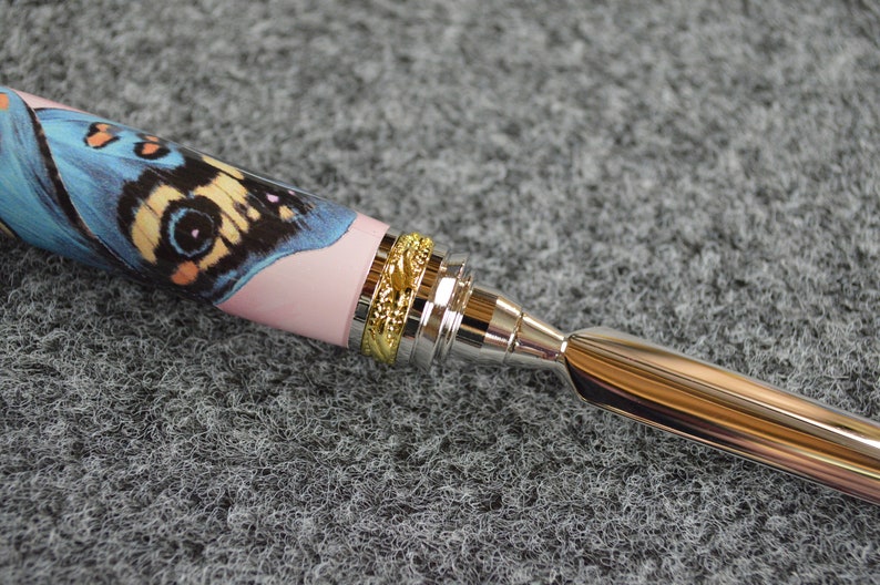 Butterfly Letter Opener Combination Desk Set With Solid Cherry Base