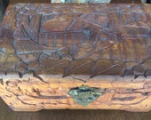 Vintage Hand Carved Wooden Trinket Box