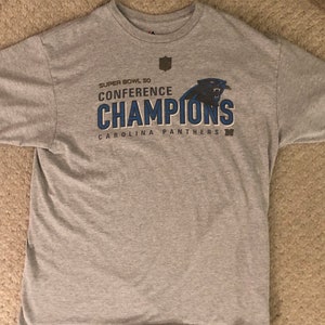 Carolina Panthers Super Bowl 50 Conference Champs Majestic T-Shirt Size XL GC