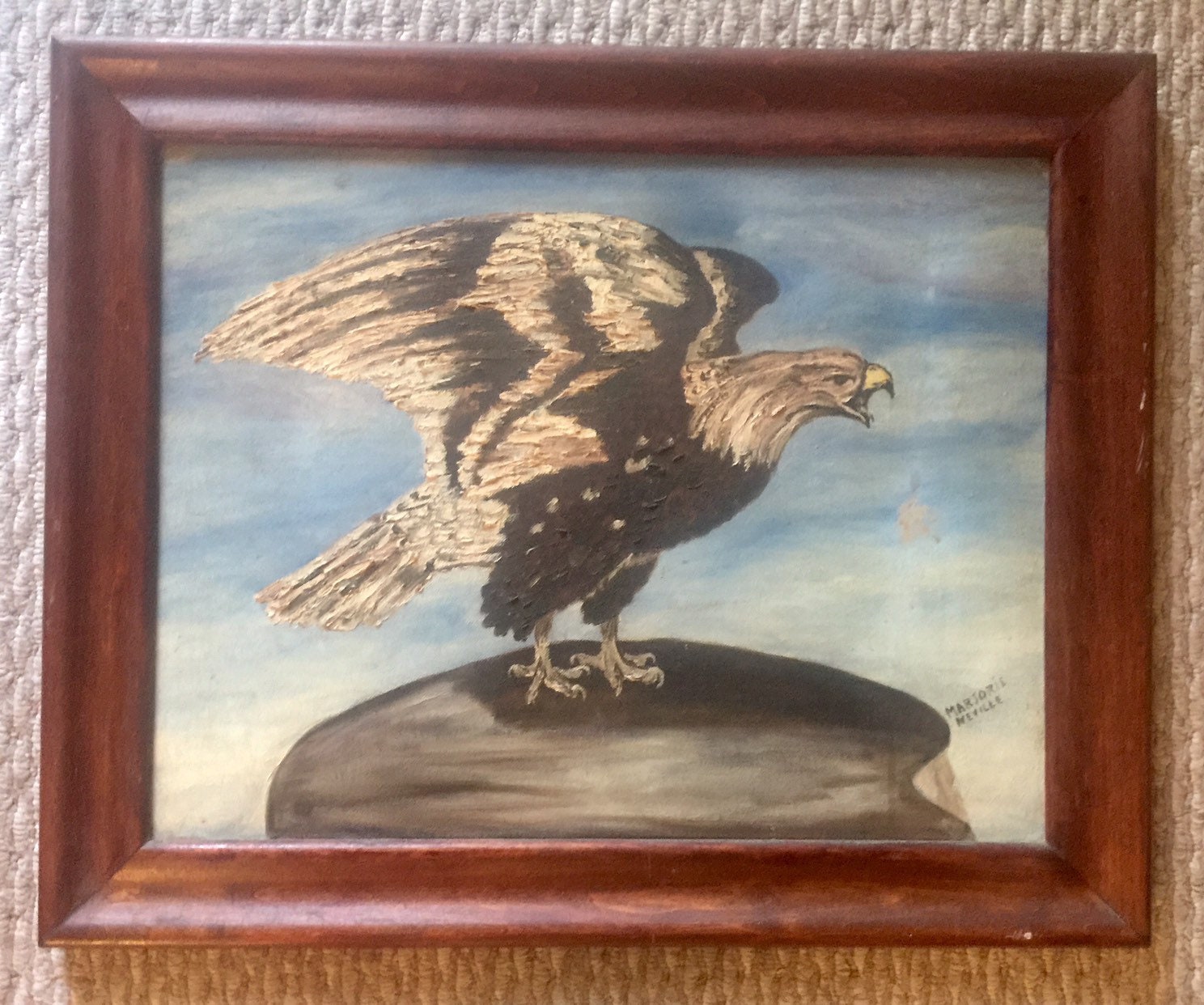Nice Original Vintage/antique Eagle Oil Painting Signed & Framed on ...