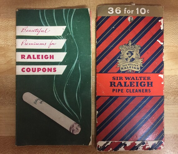 Vintage Raleigh Tobacco Pipe Cleaners and 1956 Coupon Book 