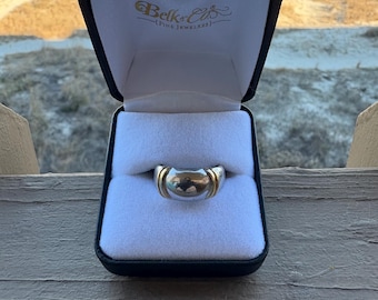 Nice Designer SETA STERLING Silver Two Tone Ring/Band Size 6-There is some wear on bottom outside of ring