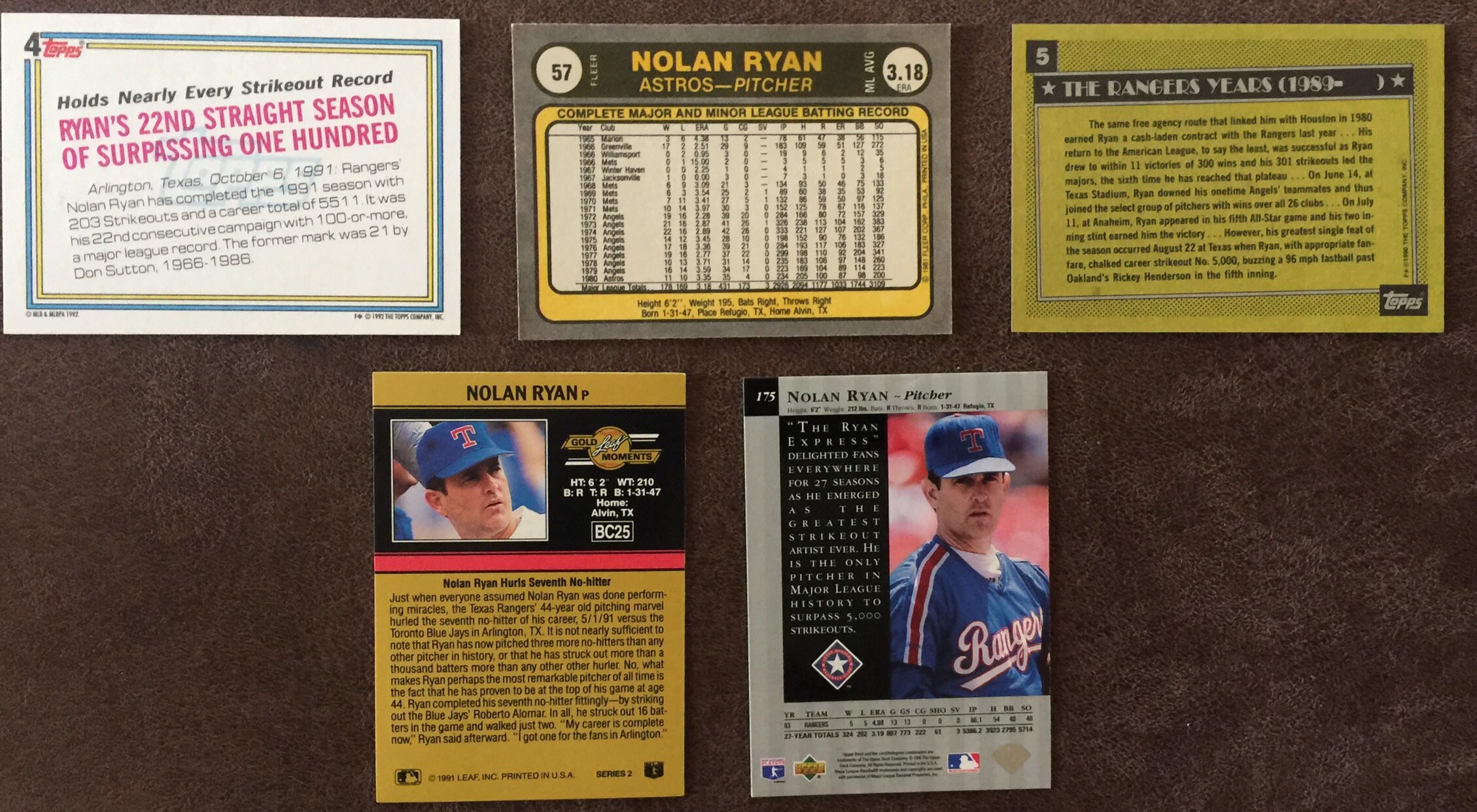 Nolan Ryan Rookie Collection Porcelain Baseball Card Set (4)., Lot  #10055