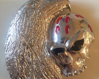 Metal Skull And Eagle Belt Buckle