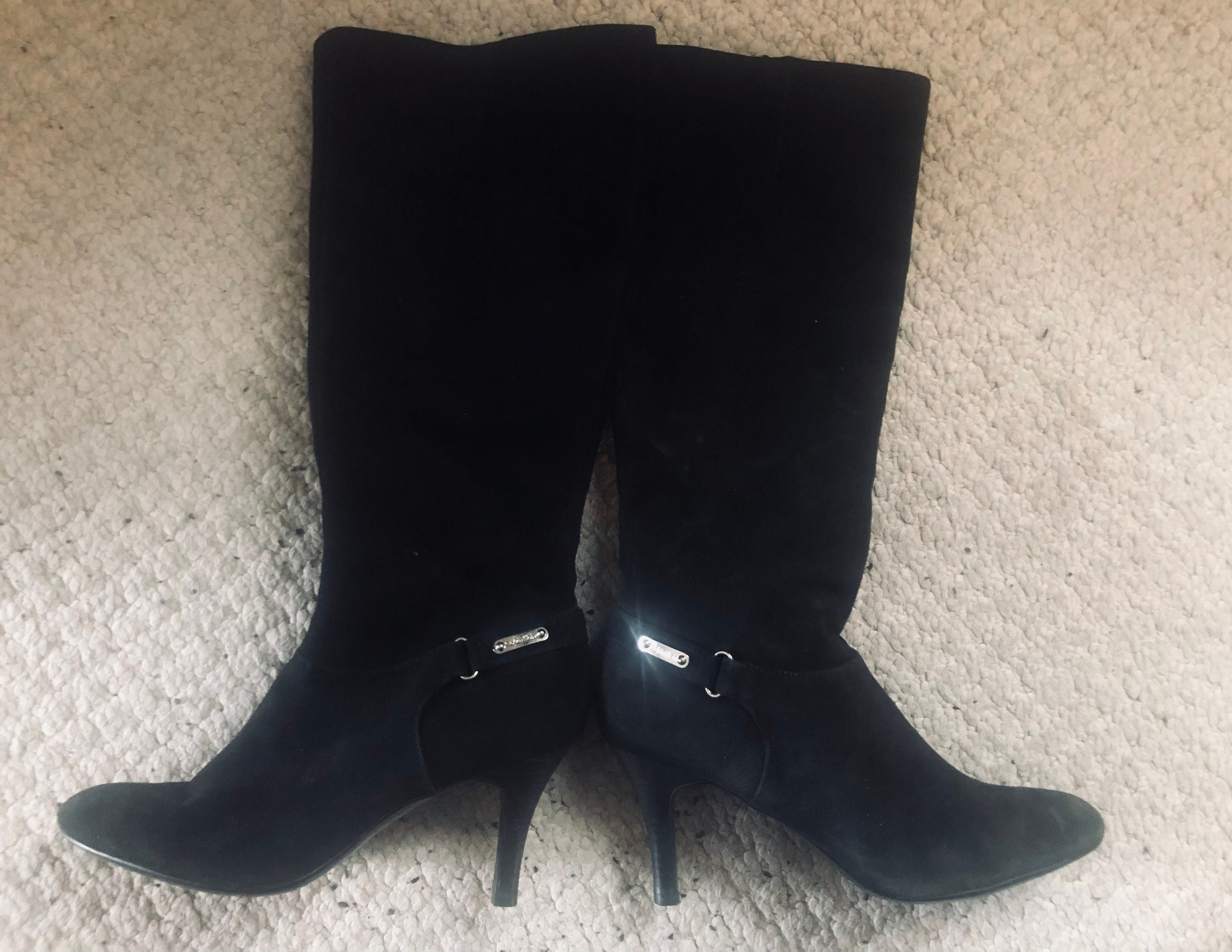 Calvin klein black suede boots sale