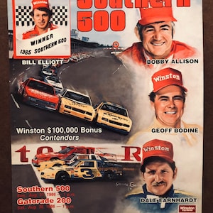 NASCAR Southern 500 Program 1986 Dale Earnhardt Bobby Allison Bill Elliott VGC